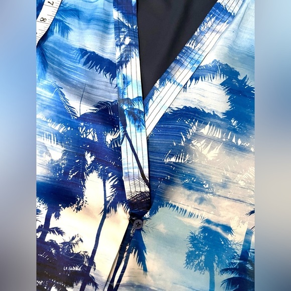 Le Superbe Palm Printed Kimono Robe Jacket Ocean Blue One Size - Picture 7 of 9